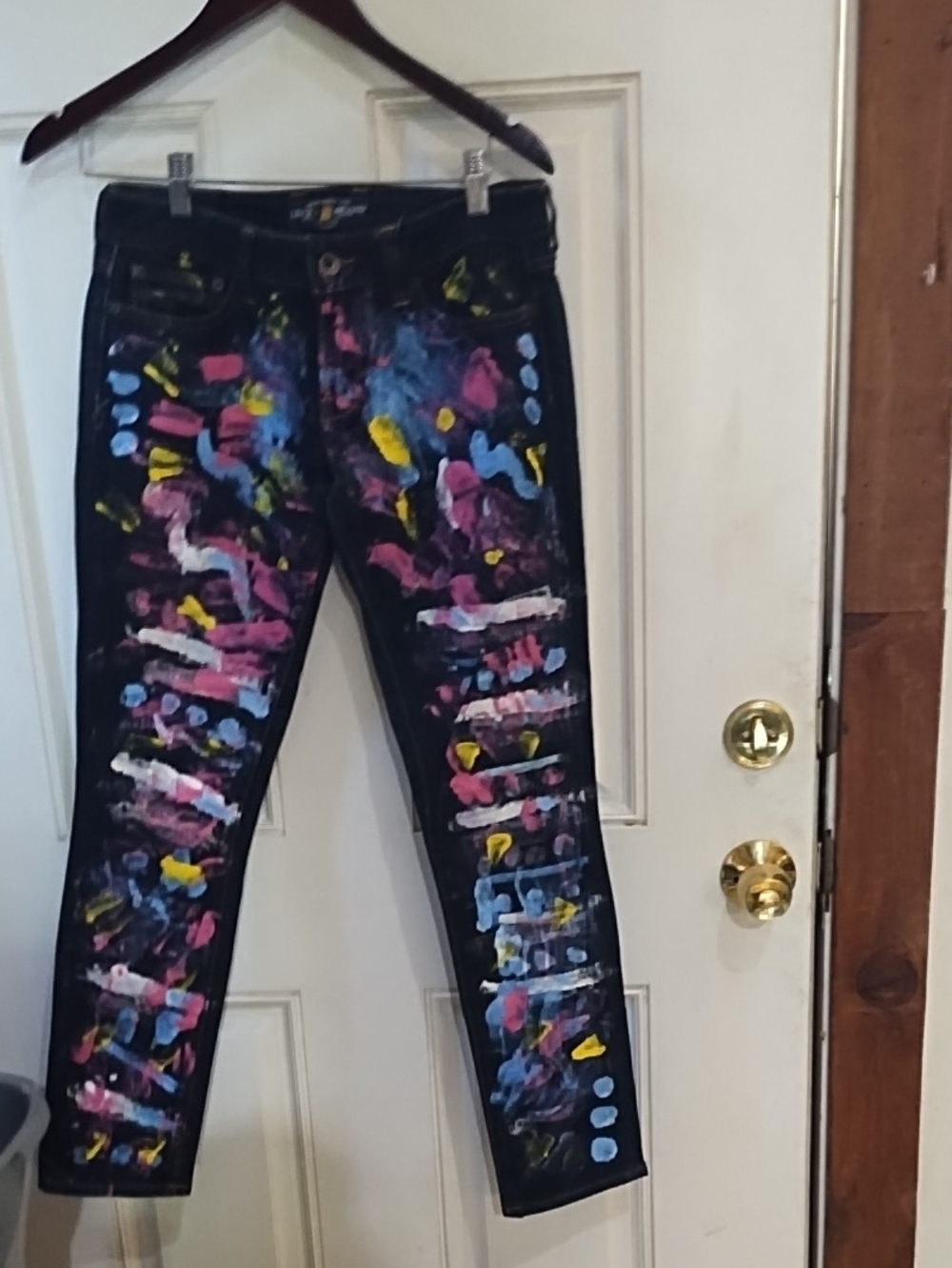 Lucky Brand Black Skinny Jeans with Colorful Paint Accents